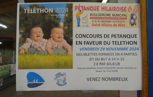 Téléthon 2024 organiser par la pétanque hilairoise